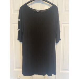 Cable And Gauge Womans XL Black Top Open Sleeve Bows Nautical Viscose Blend